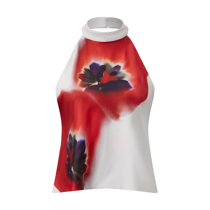 Dame Haltertop med blomstrande design Mirla-Eva Jonsson
