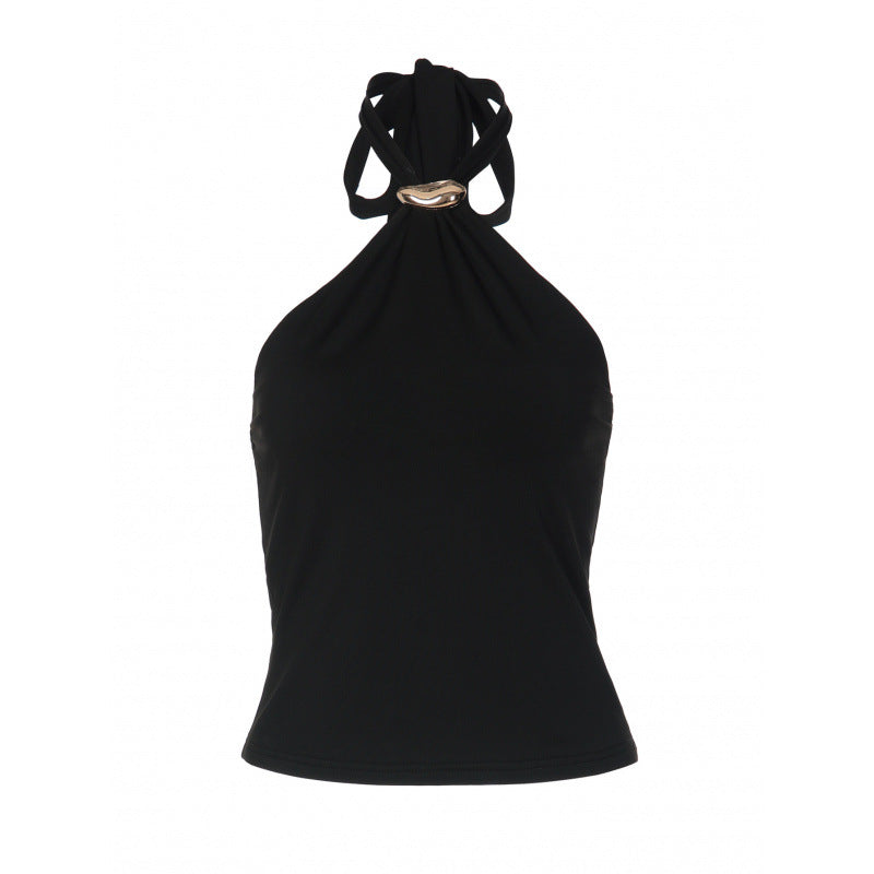 Dame Haltertop med elegant ringdetalj och figurnära snitt Mirla-Eva Jonsson