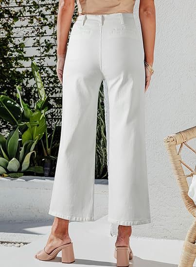 Dame High-Waist Jeans med knapppdetail och breda ben Mirla-Eva Jonsson
