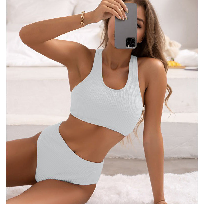 Dame Hög midja bikini set med sportig design Mirla-Eva Jonsson