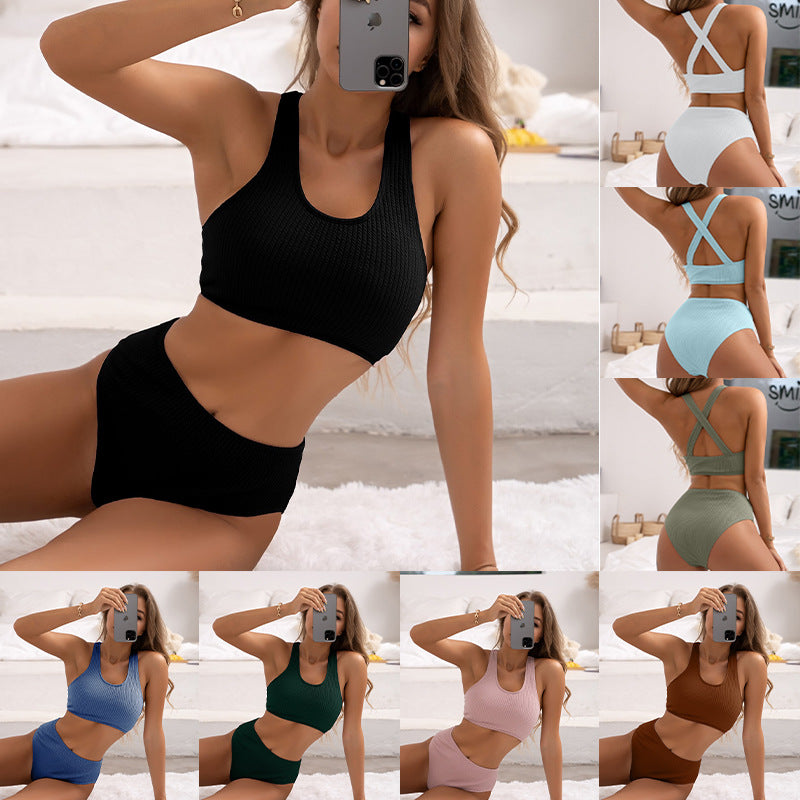 Dame Hög midja bikini set med sportig design Mirla-Eva Jonsson