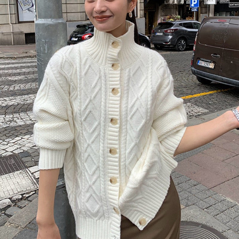 Dame Kofta med Hög Krage och Strukturerad Yta Eva Jonsson-Eva Jonsson