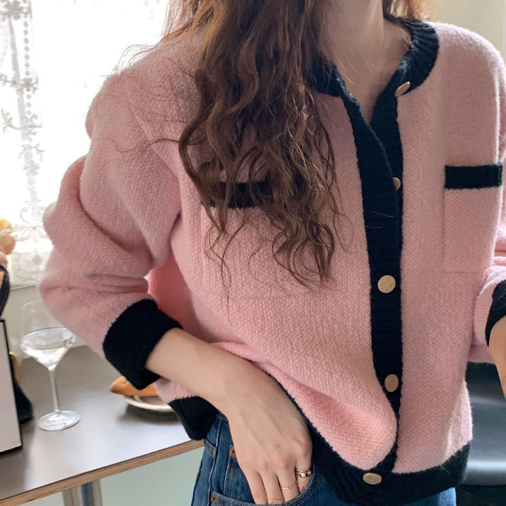 Dame Kofta med Högkvalitativa Detaljer och Modernt Tvåfärgat Design Mirla-Eva Jonsson