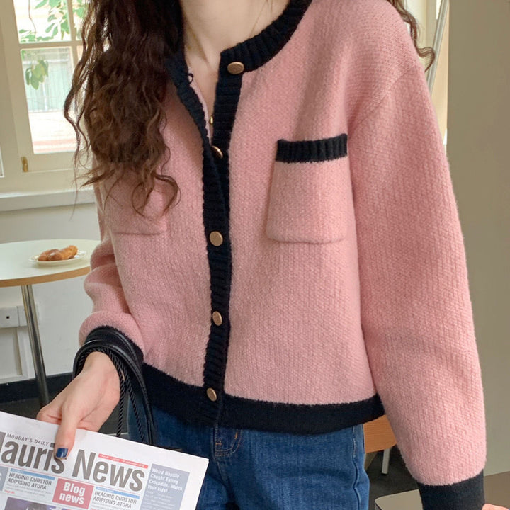 Dame Kofta med Högkvalitativa Detaljer och Modernt Tvåfärgat Design Mirla-Eva Jonsson