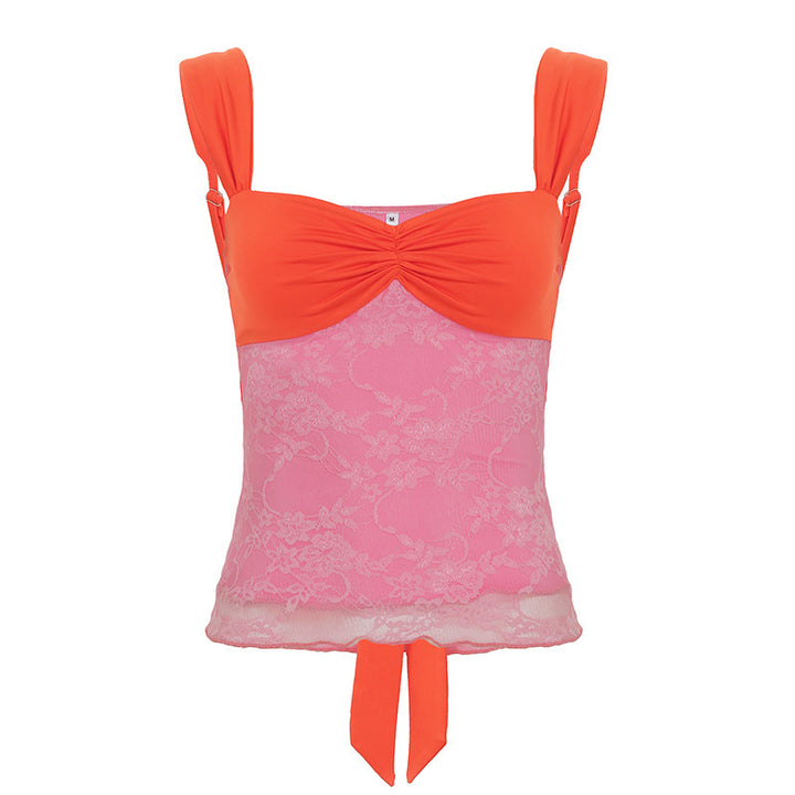 Dame Komfortabelt Overdel Tanktop med elegant Spets Mirla-Eva Jonsson