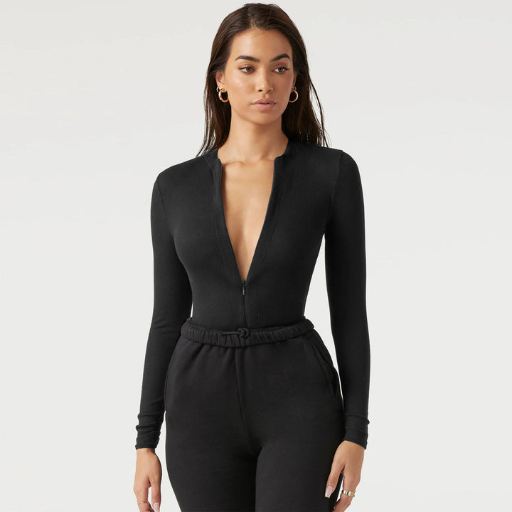 Dame Långärmad Bodysuit med Dragkedja Mirla-Eva Jonsson