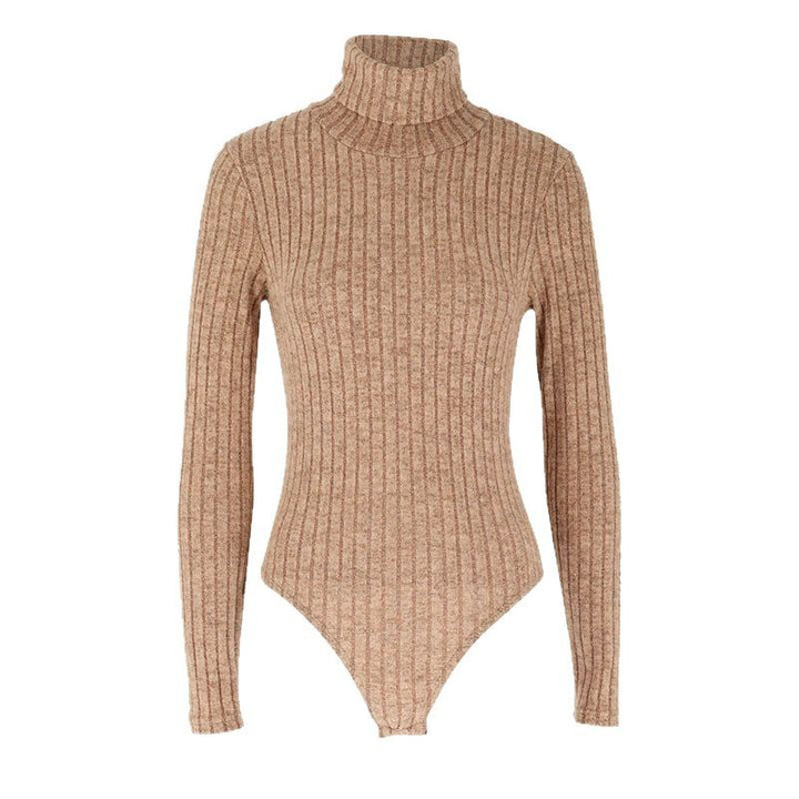 Dame Långärmad bodysuit med rullkrage och fint ribbmönster Mirla-Eva Jonsson