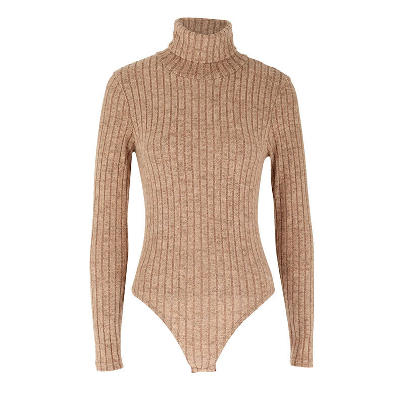 Dame Långärmad bodysuit med rullkrage och fint ribbmönster Mirla-Eva Jonsson