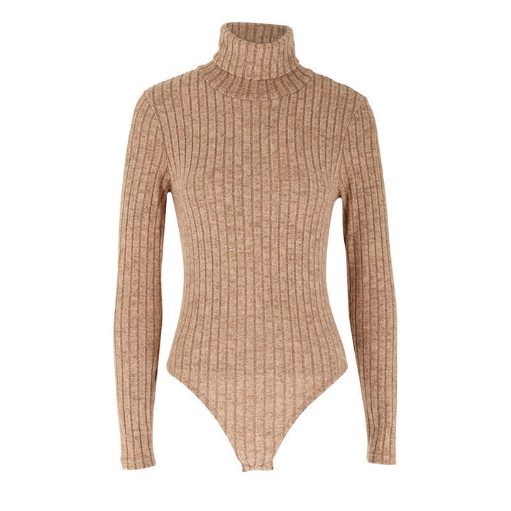 Dame Långärmad bodysuit med rullkrage och fint ribbmönster Mirla-Eva Jonsson