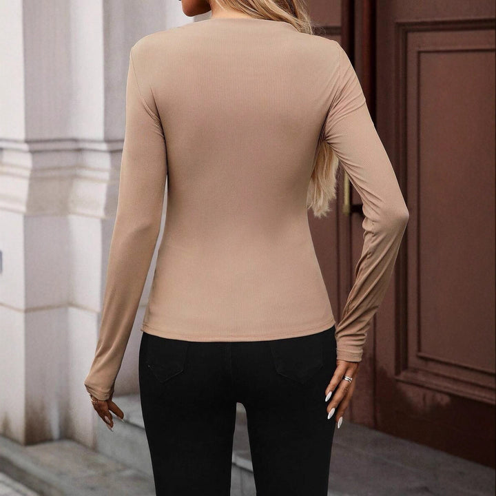 Dame Långärmad skjorta med rynkdetaljer och elegant ståkrage Mirla-Eva Jonsson