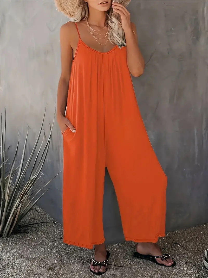 Dame Lätt Jumpsuit Av Flödande Tyg Med Justerbara Remmar Och Praktiska Fickor Mirla-Eva Jonsson