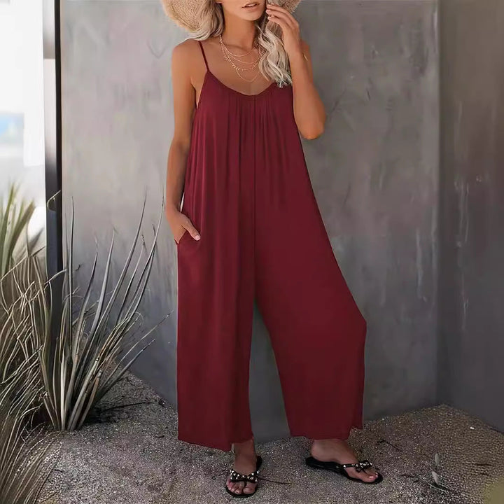 Dame Lätt Jumpsuit Av Flödande Tyg Med Justerbara Remmar Och Praktiska Fickor Mirla-Eva Jonsson
