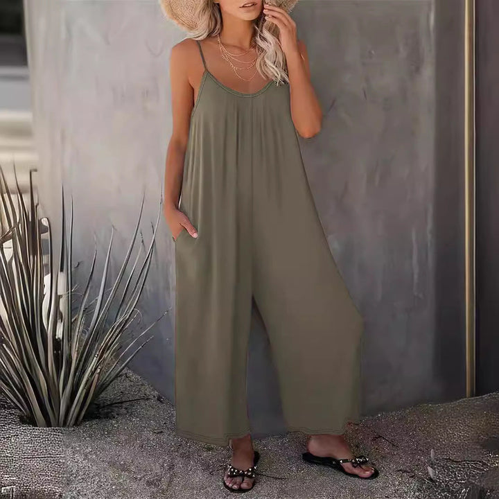 Dame Lätt Jumpsuit Av Flödande Tyg Med Justerbara Remmar Och Praktiska Fickor Mirla-Eva Jonsson