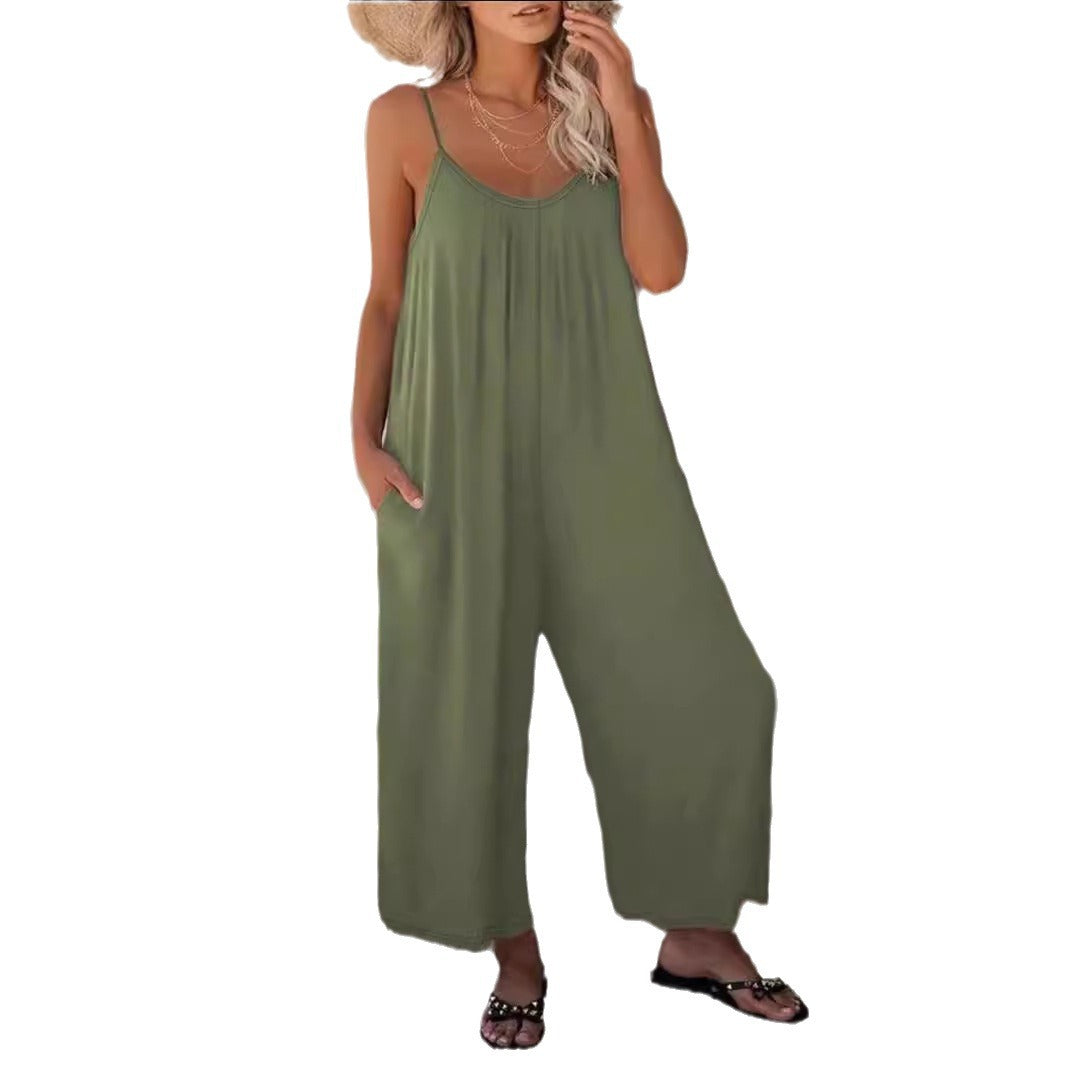 Dame Lätt Jumpsuit Av Flödande Tyg Med Justerbara Remmar Och Praktiska Fickor Mirla-Eva Jonsson