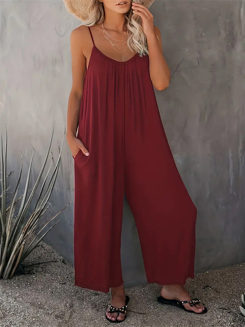 Dame Lätt Jumpsuit Av Flödande Tyg Med Justerbara Remmar Och Praktiska Fickor Mirla-Eva Jonsson