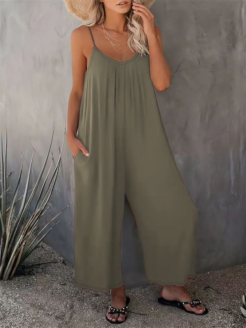 Dame Lätt Jumpsuit Av Flödande Tyg Med Justerbara Remmar Och Praktiska Fickor Mirla-Eva Jonsson