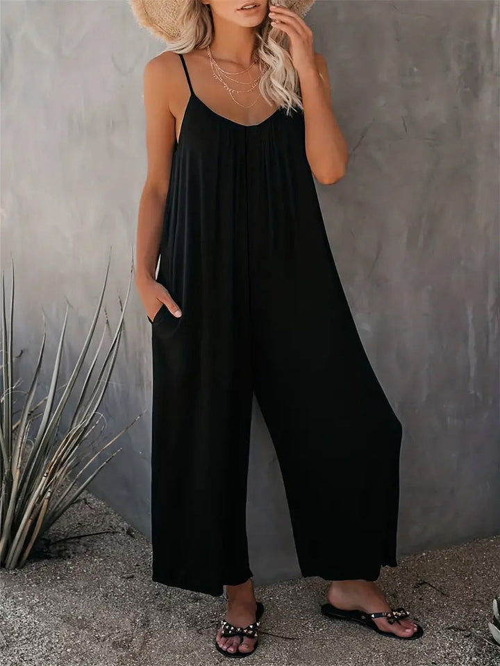 Dame Lätt Jumpsuit Av Flödande Tyg Med Justerbara Remmar Och Praktiska Fickor Mirla-Eva Jonsson