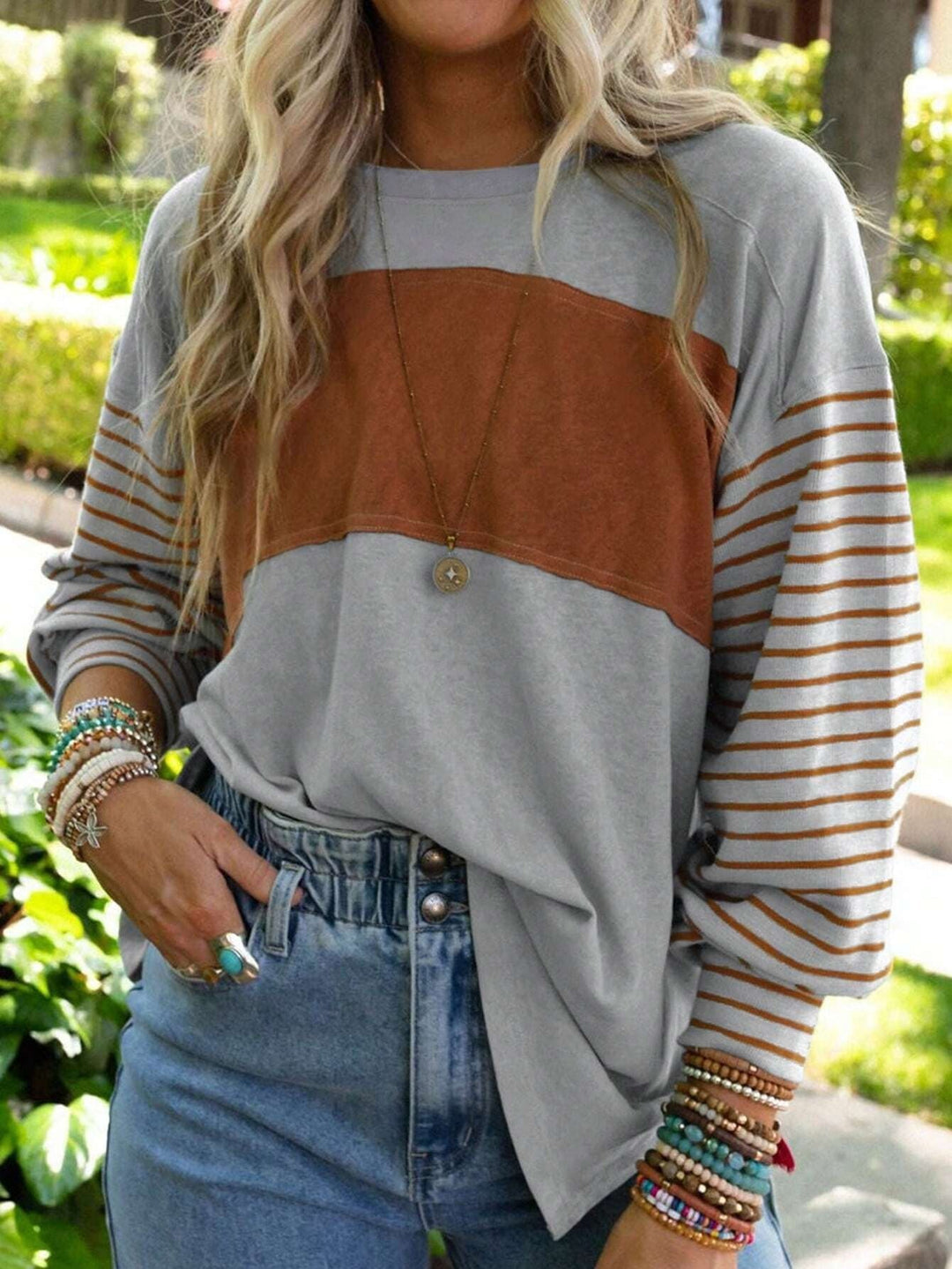 Dame Lätt sweatshirt med randiga ärmar Mirla-Eva Jonsson
