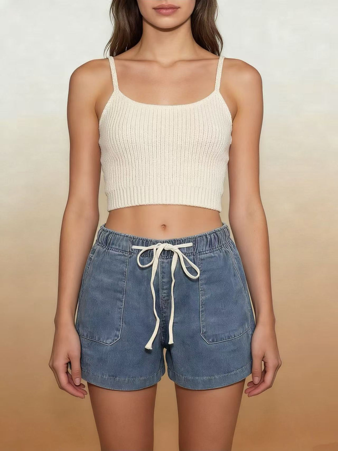 Dame Lätta Denim-Shorts med elastisk midja Mirla-Eva Jonsson