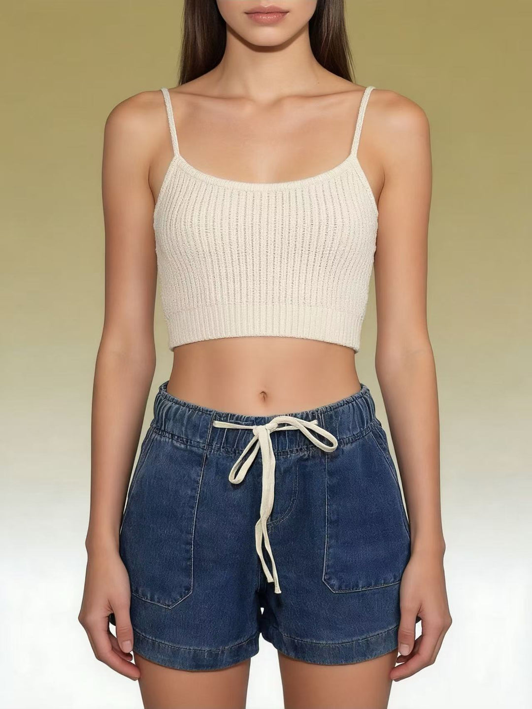 Dame Lätta Denim-Shorts med elastisk midja Mirla-Eva Jonsson
