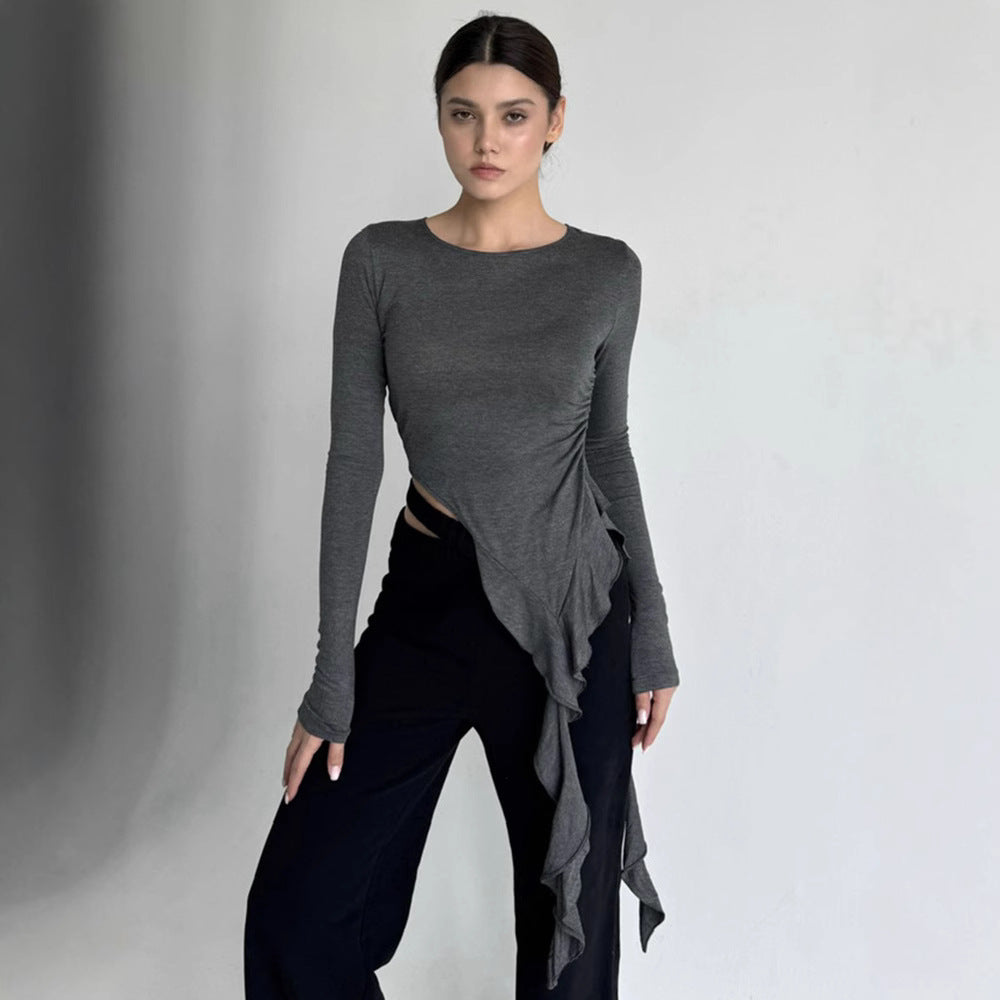 Dame Longsleeve med asymmetrisk drapering och figurvänlig design Eva Jonsson-Eva Jonsson