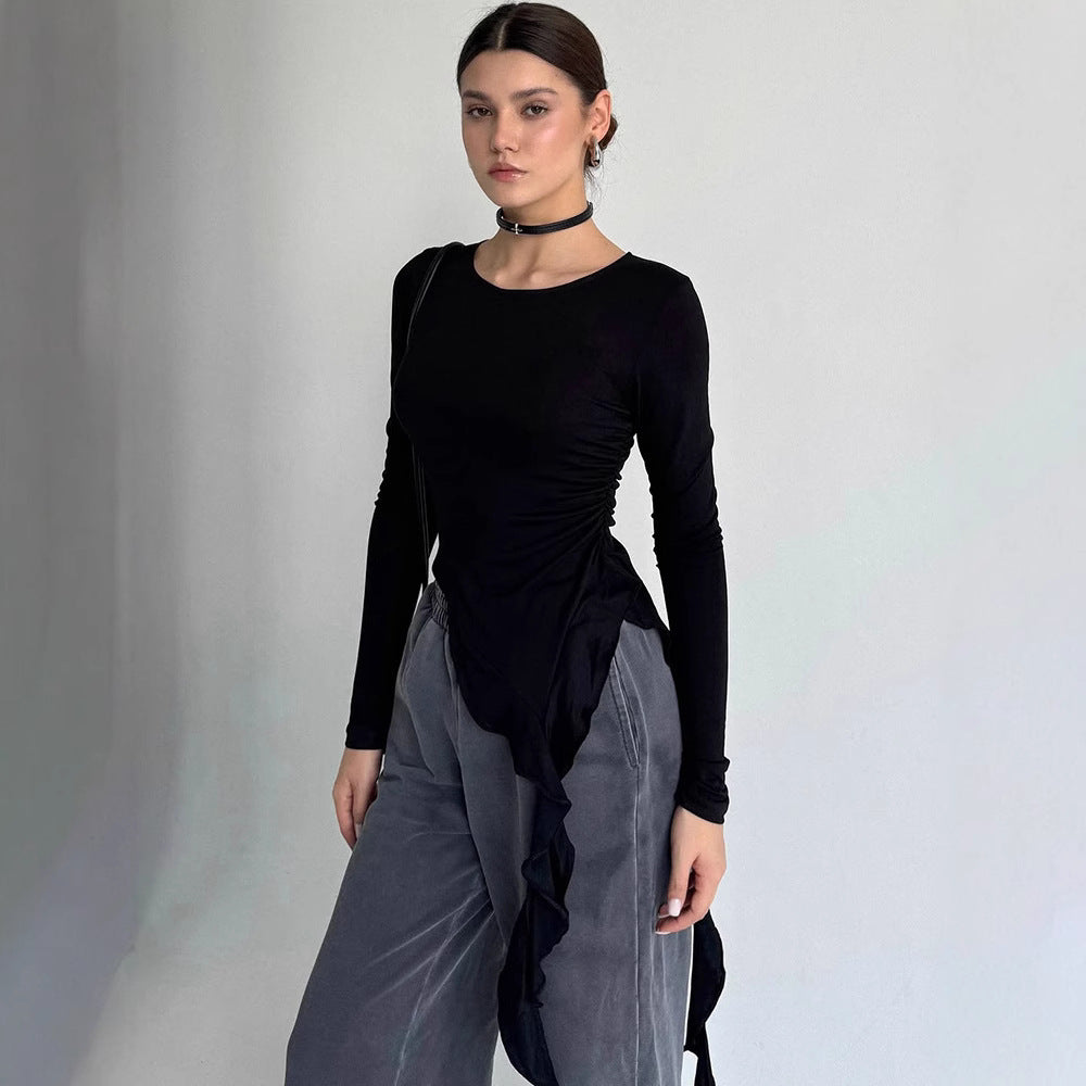 Dame Longsleeve med asymmetrisk drapering och figurvänlig design Eva Jonsson-Eva Jonsson