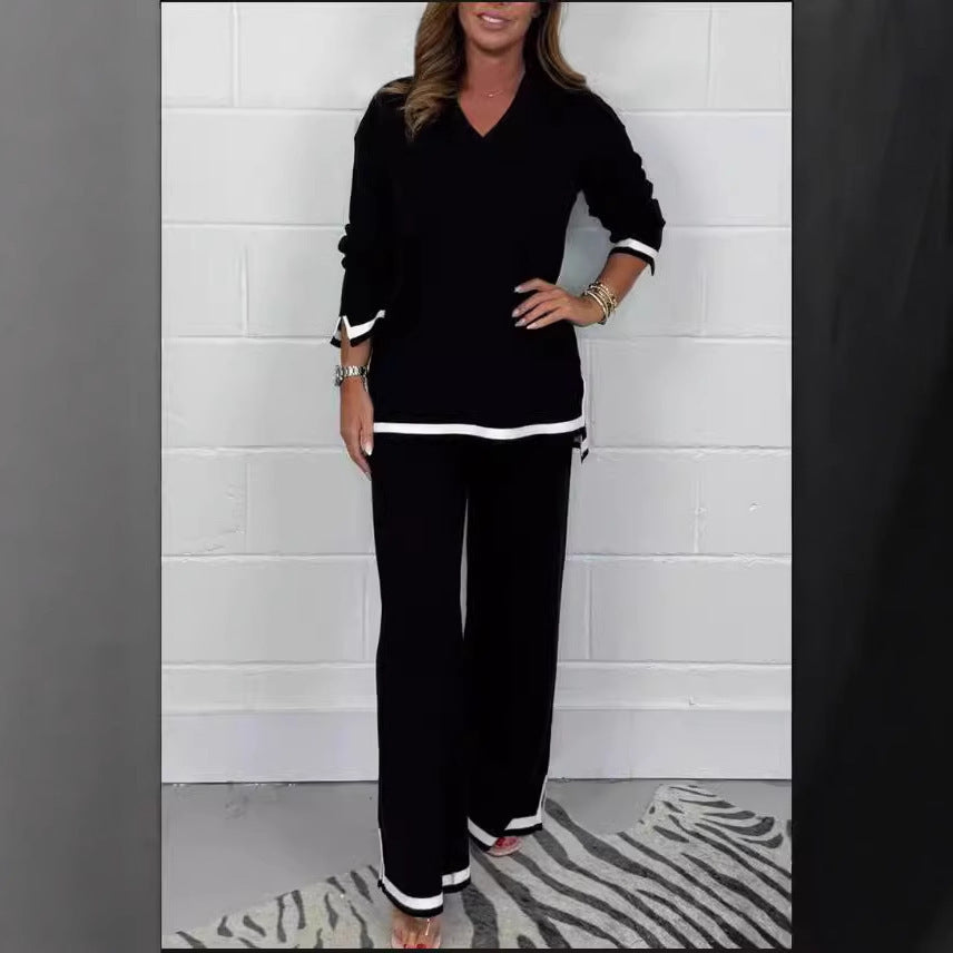 Dame Loungewear-set med elegant V-ringning Mirla-Eva Jonsson