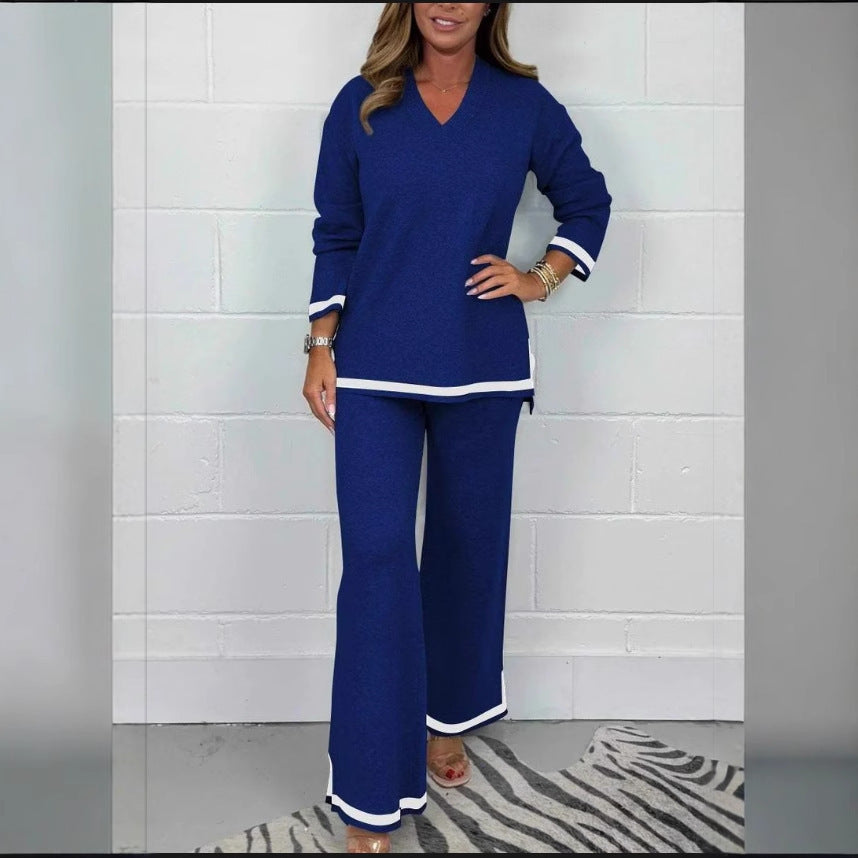 Dame Loungewear-set med elegant V-ringning Mirla-Eva Jonsson