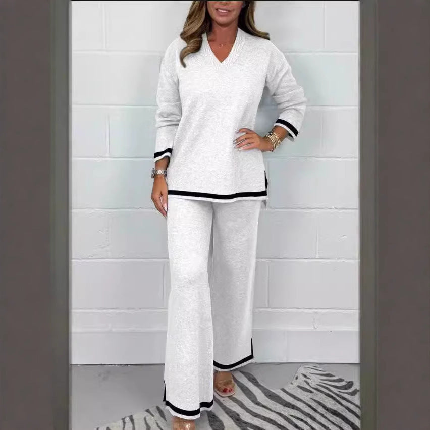 Dame Loungewear-set med elegant V-ringning Mirla-Eva Jonsson
