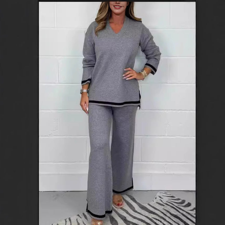 Dame Loungewear-set med elegant V-ringning Mirla-Eva Jonsson