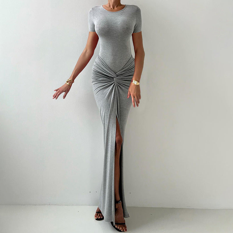 Dame Maxi Klänning med elegant omslagdesign och stiliga rynkelement Mirla-Eva Jonsson