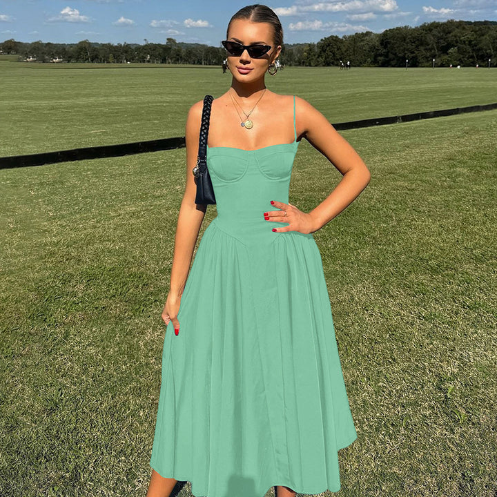 Dame Maxi-dress med elegant bustier-överdel och flödande kjol Mirla-Eva Jonsson