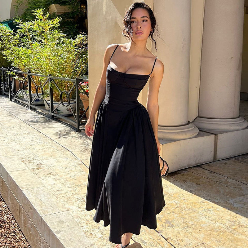 Dame Maxi-dress med elegant bustier-överdel och flödande kjol Mirla-Eva Jonsson
