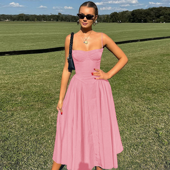 Dame Maxi-dress med elegant bustier-överdel och flödande kjol Mirla-Eva Jonsson