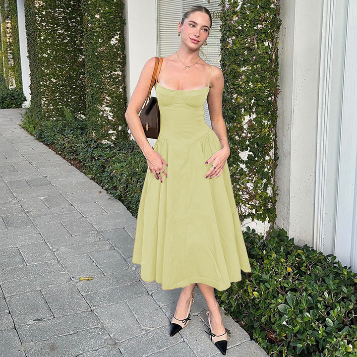 Dame Maxi-dress med elegant bustier-överdel och flödande kjol Mirla-Eva Jonsson