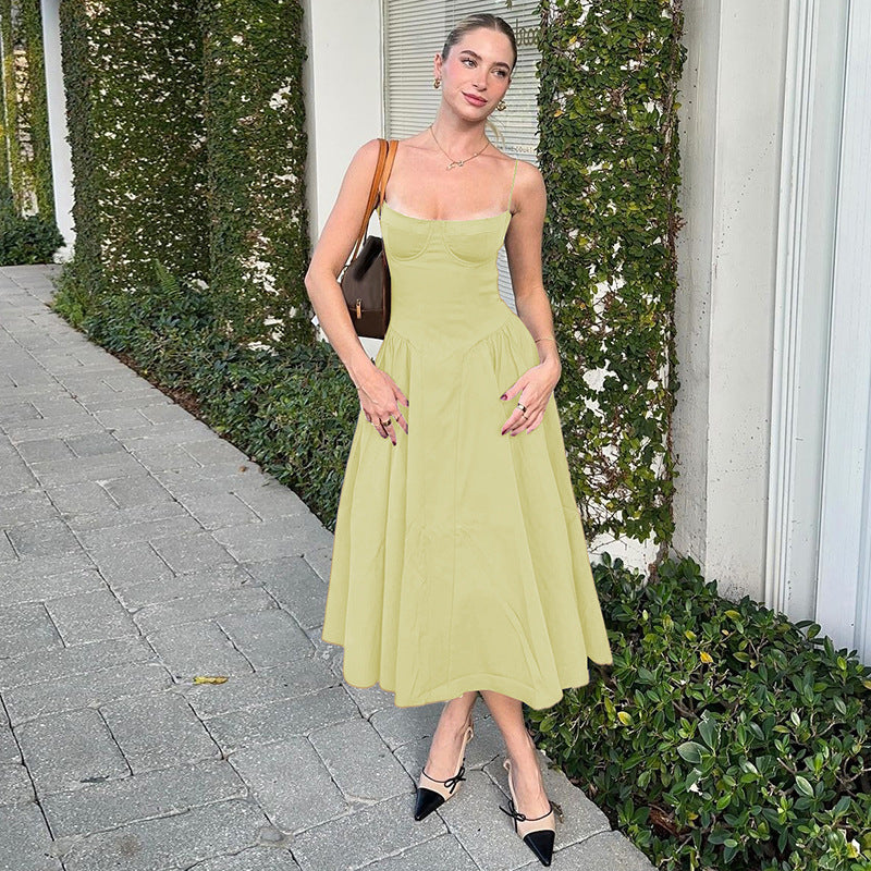 Dame Maxi-dress med elegant bustier-överdel och flödande kjol Mirla-Eva Jonsson