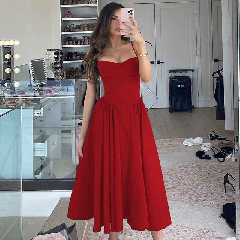 Dame Maxi-dress med elegant bustier-överdel och flödande kjol Mirla-Eva Jonsson