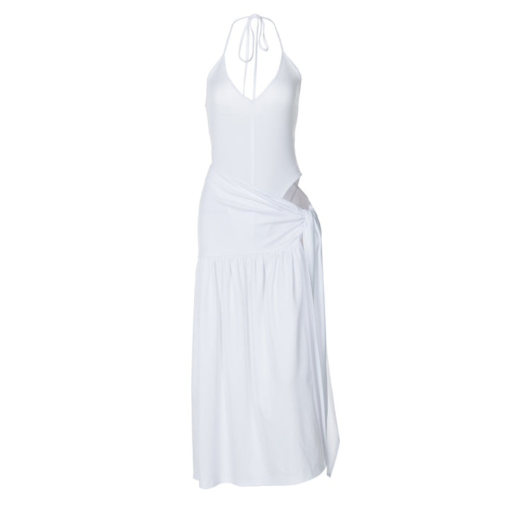 Dame Maxi dress med elegant omslagsdesign och sidofönster Mirla-Eva Jonsson