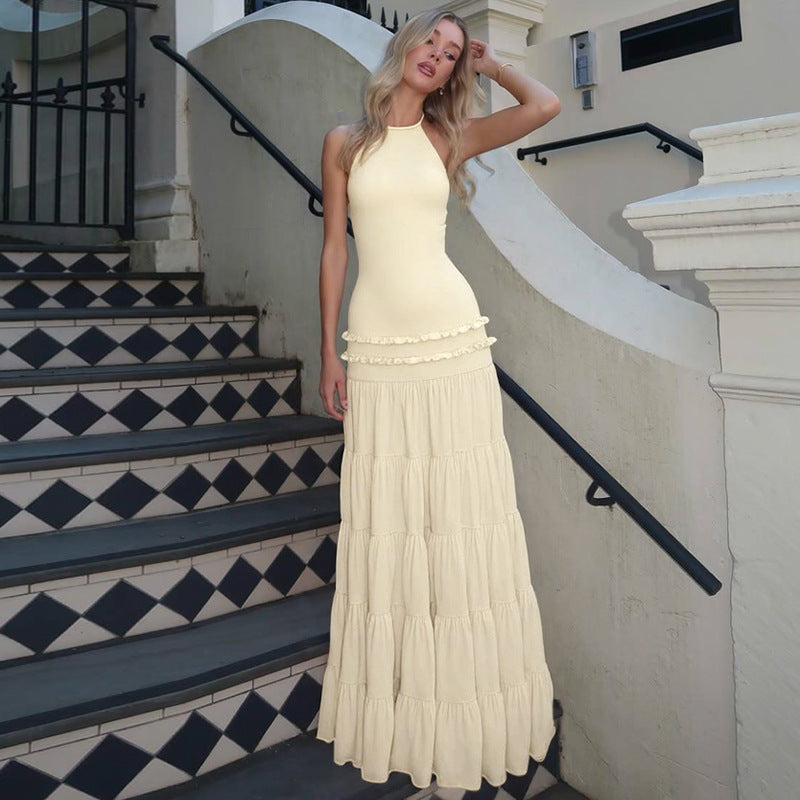 Dame Maxi-dress med fina volangdetaljer Mirla-Eva Jonsson