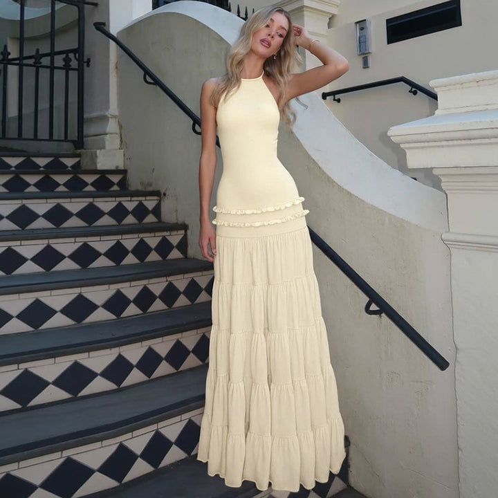 Dame Maxi-dress med fina volangdetaljer Mirla-Eva Jonsson