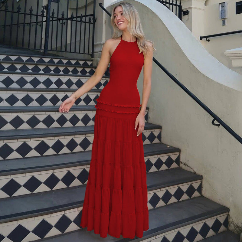 Dame Maxi-dress med fina volangdetaljer Mirla-Eva Jonsson