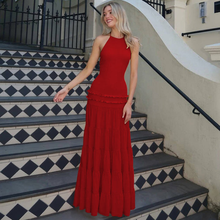 Dame Maxi-dress med fina volangdetaljer Mirla-Eva Jonsson