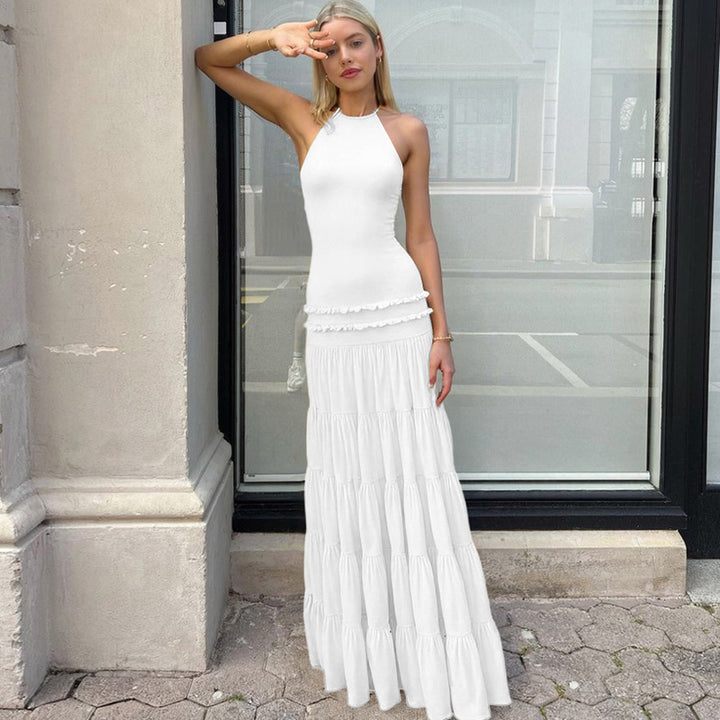 Dame Maxi-dress med fina volangdetaljer Mirla-Eva Jonsson