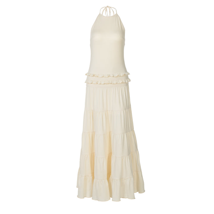 Dame Maxi-dress med fina volangdetaljer Mirla-Eva Jonsson