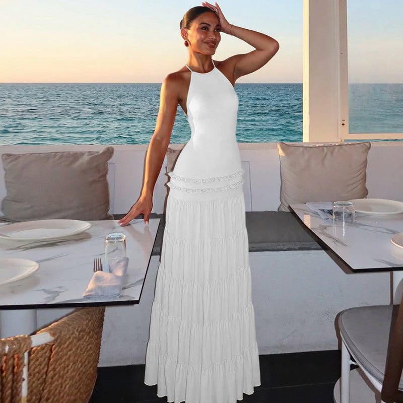 Dame Maxi-dress med fina volangdetaljer Mirla-Eva Jonsson