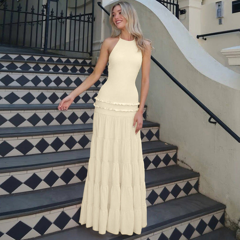 Dame Maxi-dress med fina volangdetaljer Mirla-Eva Jonsson