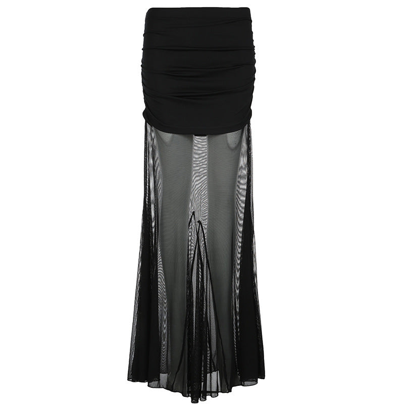 Dame Maxi kjol med transparent chiffong och rynkad midja Mirla-Eva Jonsson
