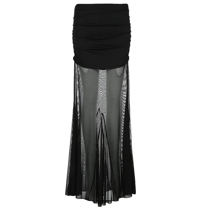 Dame Maxi kjol med transparent chiffong och rynkad midja Mirla-Eva Jonsson