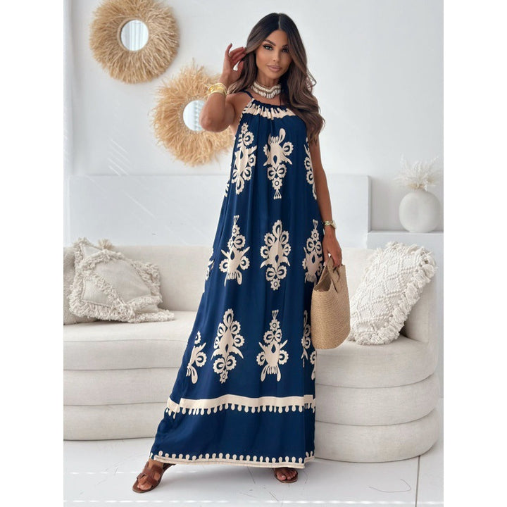 Dame Maxi-klänning med elegant Boho-tryck och flytande snitt Mirla-Eva Jonsson