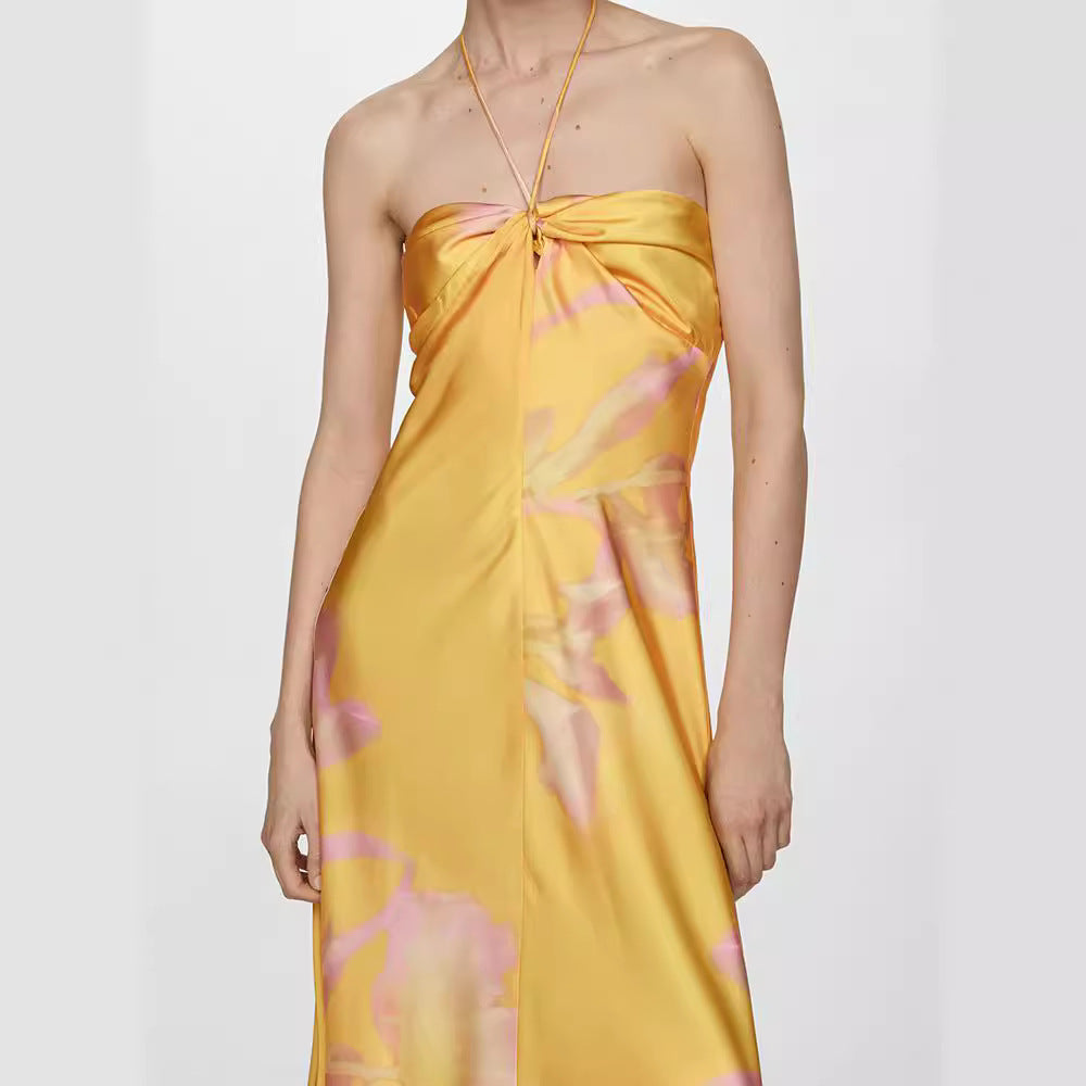 Dame Maxi-klänning med elegant drapering och blommigt mönster Mirla-Eva Jonsson